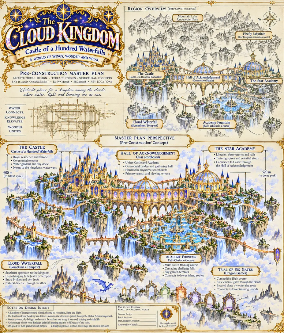 The pre-construction master plan, in color