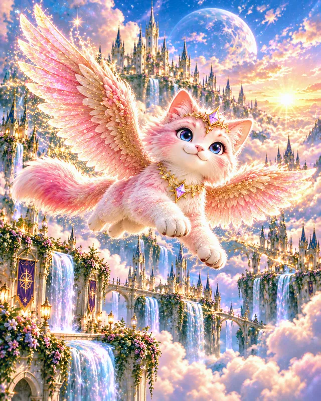 Winged cat sighting 4: Flying over the falls, far above the clouds.