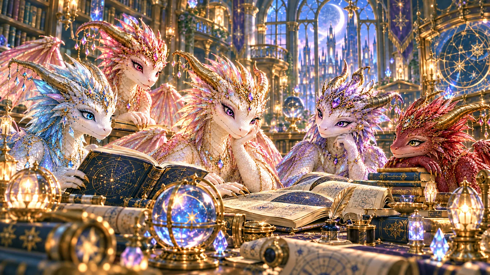 The five friends studying in the Star Library