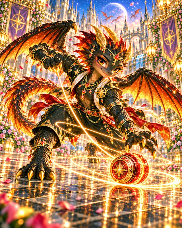 Ember dragon sighting 3: Mid-spin, the string tracing a ring of light around him.