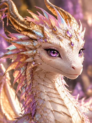 Aster, close up, with amethyst eyes and a golden crown